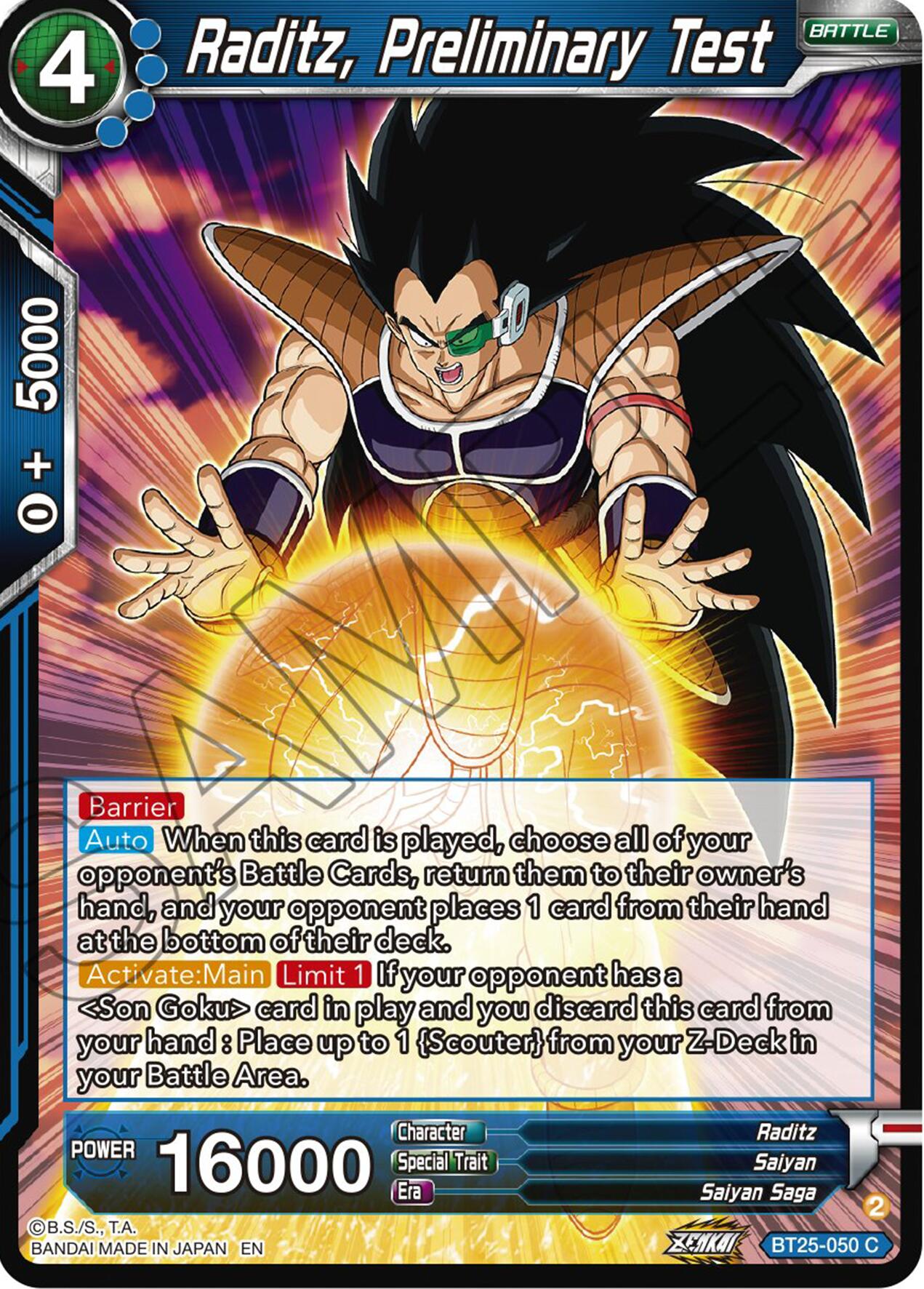 Raditz, Preliminary Test (BT25-050) [Legend of the Dragon Balls]