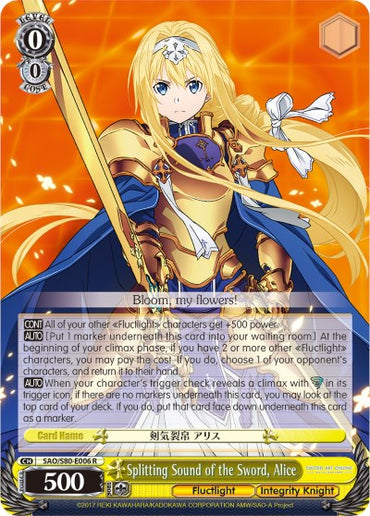 Splitting Sound of the Sword, Alice (SAO/S80-E006 R) [Sword Art Online -Alicization- Vol.2]